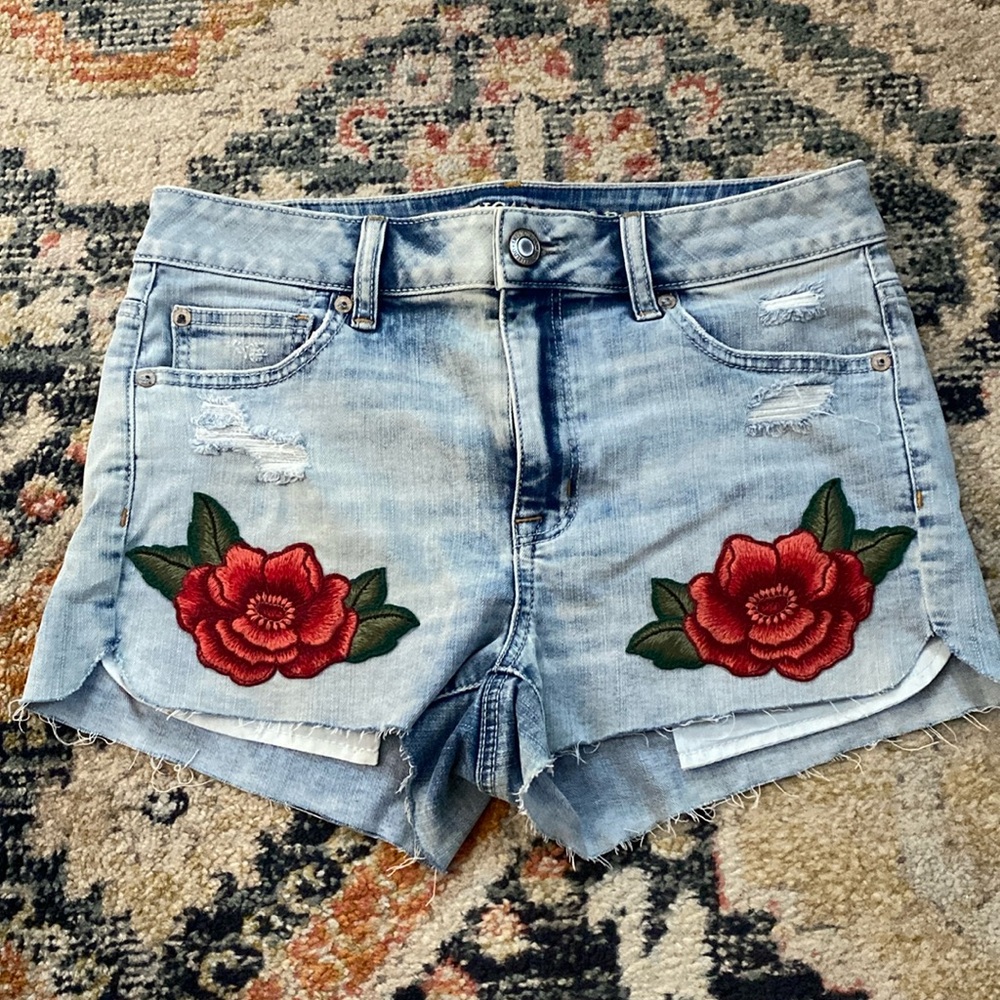 American Eagle Embroidered Jean Shorts